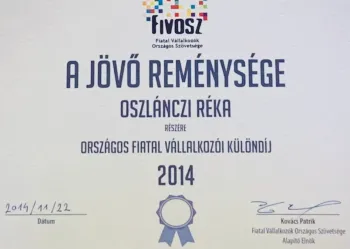 Az Év Fiatal Vállalkozója – A Jövő Reménysége különdíj - Creppy Palacsintaház Étterem Miskolc
